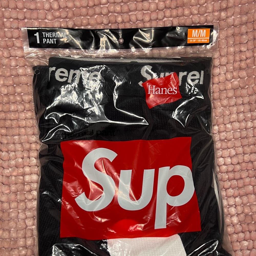 Supreme Hanes Men’s medium black skeleton thermal pants